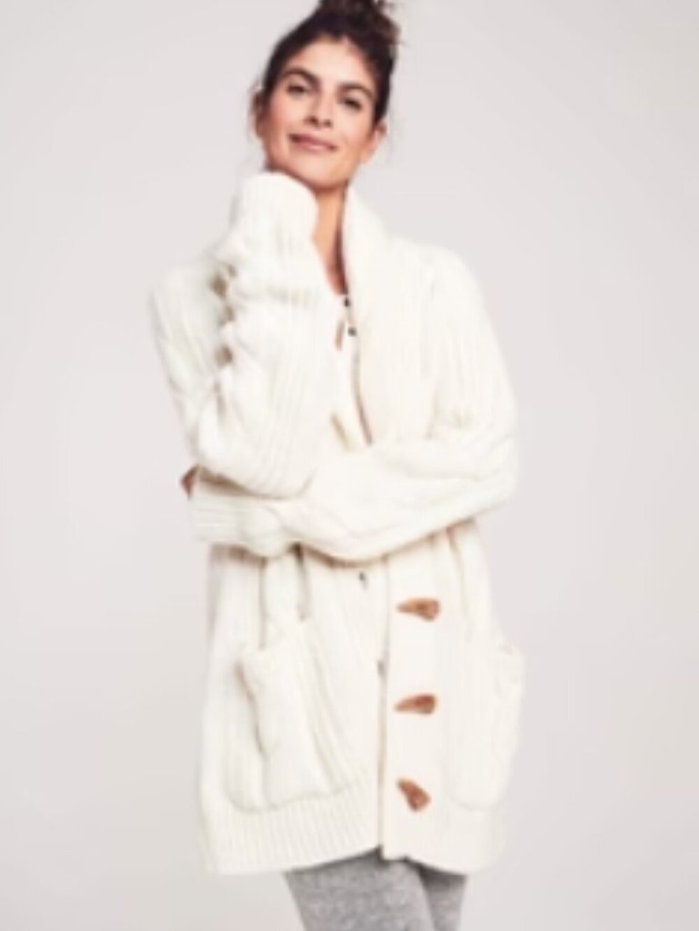 Faherty Winter Frost Cable Knit Cardigan Alpaca